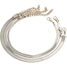 Layered Ankle Bracelets for Women,Snake Chain Anklets Set Summer Beach Jewelry (Silver, One Size)