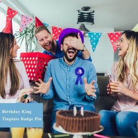 COLORFUL BLING It's My Birthday Ribbon, Satin Fabric Happy Birthday Birthday Queen King Ribbon Tinplate Badge Pin for Girls, Boys, Award Rose Badge Brooch Party Decoration-king black