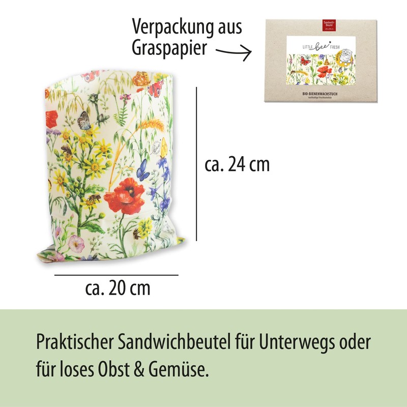 little bee fresh Organic Beeswax Cloth Sandwich Bag from Germany