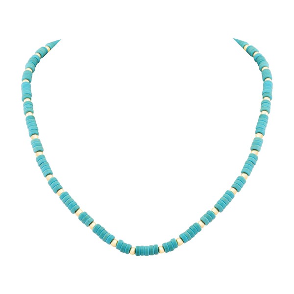MINACHI Bohemian Created-Turquoise Beaded Necklace for Women, Minimalist Style Jewelry