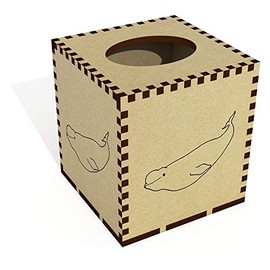 Square 'Beluga Whale' Wooden Tissue Box Cover (TB00003863)