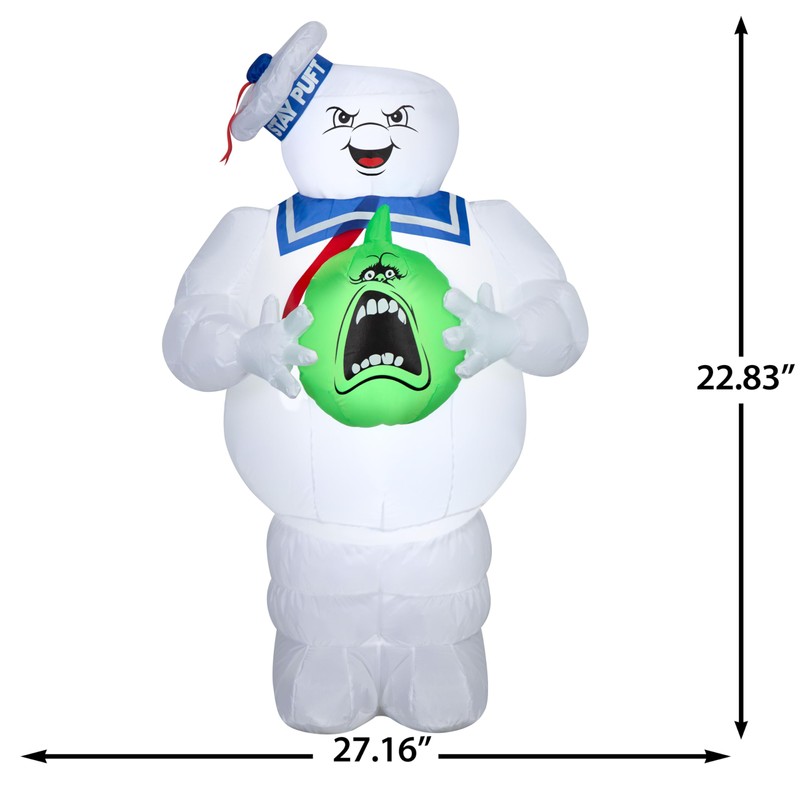 Gemmy Airblown Inflatable Stay Puft w/Pumpkin Ghostbusters, 3.5 ft Tall,