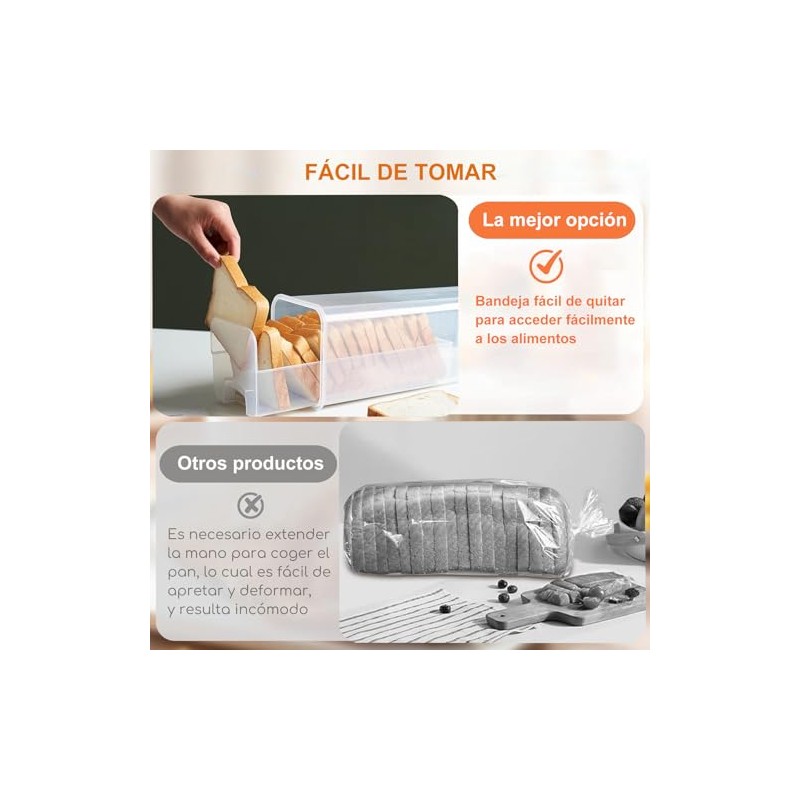 Caja para Pan con Bandeja, Contenedor para Pan con Tapa