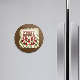 Unbranded Merry Christmas Retro | 4'' X 4'' Round Decorative Magnet