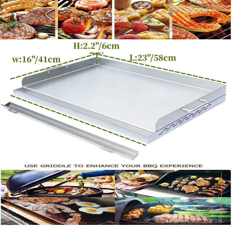 Stainless Steel Seasoning Cooking Griddle, Flat Top Plate Insert with