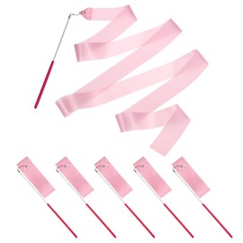PATIKIL Dance Ribbons, 6 Pack 78.7 Inch Gymnastics Dance Streamers with Non-Slip Wand Dance Flags for Gifts, Dancing, Talent Shows, Baton Twirling, Light Pink