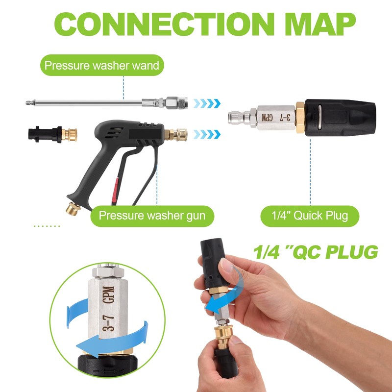 Ciunura Adjustable Downstream Soft Wash Nozzle, Shooter Tip M5 Long