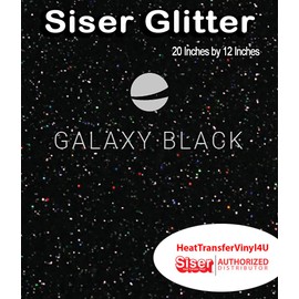 Siser Glitter HTV 20" x 12" Sheet - Iron on Heat Transfer Vinyl (Galaxy Black)