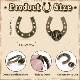 Yinkin 50 Pcs Cowboy Western Lapel Pin Men Women Lucky Horseshoe Lapel Pin Vintage Metal Horseshoe Cowgirl Backpack Party (Bronze)