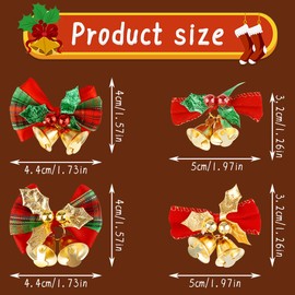 Thyonta 12 Pcs Red and Gold Bell Bow Ornaments Christmas Tree Home Decoration Festive DIY Wreath Accessories Versatile Holiday Hanging Decor for Christmas Trees
