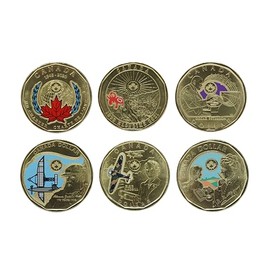 2020-2024 Canadian $1 Coloured Loonie Collection of 6 Coins (Uncirculated)