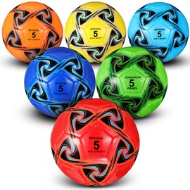 Deekin 6 Pcs Soccer Ball Bulk with Pump Size 3 4 5 Indoor Outdoor Machine Stitched Sport Soccer for Outside Game Training Gift for Kids Adult Teens Football(Size 4)