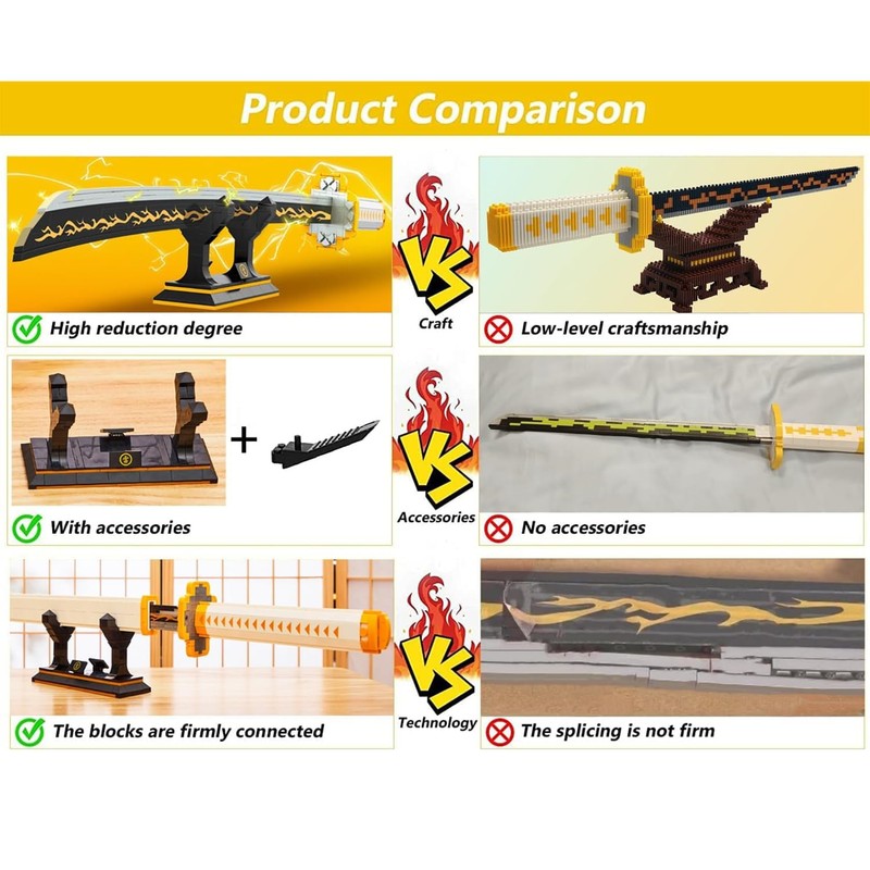 Kravkind 39inch for Sword Building BlockModel, Samurai Sword Set withScabbard