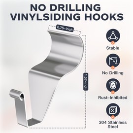 Cozcty Cozcty Vinyl Siding Hooks, (8 Pack) No Drilling Siding Clips for Hanging Outdoor Decorations and String Lights, Reusable Heavy-Duty Wreath Hangers for Hanging Front Porch Patio Decor