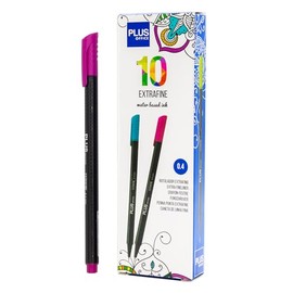 Plus Office 10 Fine Tip Felt Tip Pens 0.4mm Ideal for Writing, Painting and Drawing School Pens Fine Tip Coloured Water Based Ink (Purple)