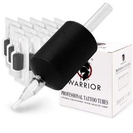 WARRIOR Tattoo Tubes/Disposable Tattoo Grip with Long Tip in Soft Rubber 30mm Round/Liner Shader Pack of 15 pcs (1.2/9R)