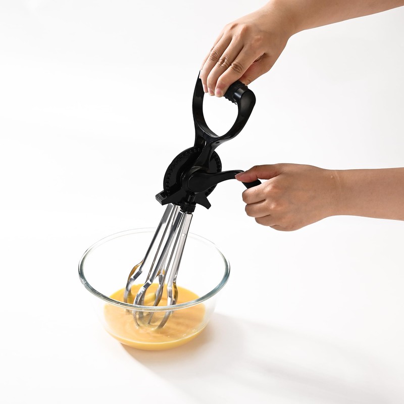 Fox Run Stainless Steel Manual Hand Mixer, Black Retro Style