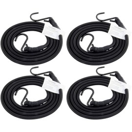 HELIDA Bungee Cords with Hooks, 3/8 Inch Thick Round Bungee Cord Heavy Duty Strong Hooks for Bike Rack, Cart, Trunk, Camping (72 inches, Black)