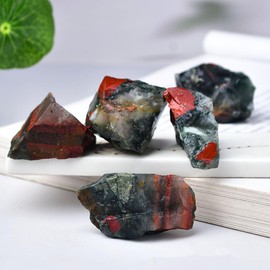 African Bloodstone Raw Crystals Healing Crystals Natural Rough Stones 1.2-2" for Tumbling, Fountain Rocks, Yoga, Meditation, Polishin, Gift 1