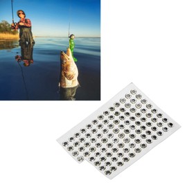 Artificial Fish Eyes, Bright Colours Fish Eye Stickers, Fishing Accessories, 3D Design, Easy to Use for Crafts for Baits (Silver)
