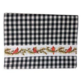 The Country House Collection CARDNAL 'N' PINE Black Check Table Runner, 13" x 54", by The Country House