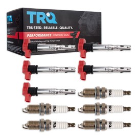 TRQ Ignition Coil and Spark Plug Kit 10 Piece Iridium Spark Plugs Compatible with 2006-2014 Volkswagen Beetle 2010-2014 Golf 2005-2014 Jetta 2012-2014 Passat 2006-2009 Rabbit