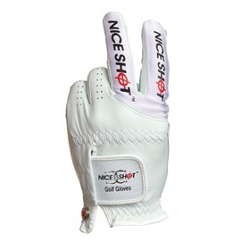 Nice Shot Longbow Salute Cabretta Leather Golf Glove Men's Left Hand Cadet White Medium/Large ML | Premium & Genuine Cabretta Leather