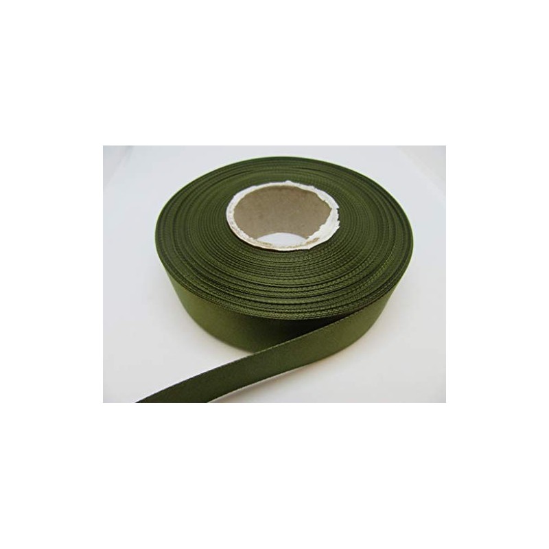 2 metres of 25mm Satin Ribbon Olive Dark Green Double