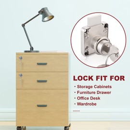 Naissian Cabinet Locks with Keys, Home Desk Lock for Drawer 7/8" Office Furniture Drawer Lock Latch, Pack of 5 Locks with 6 Keys Alike, Nickel