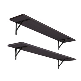 DINZI LVJ Long Wall Shelves, 39.4Inch Wall Mounted Shelves Set of 2, Extra Large Wall Storage Ledges with Sturdy Metal Brackets for Living Room, Bathroom, Bedroom, Kitchen, Espresso