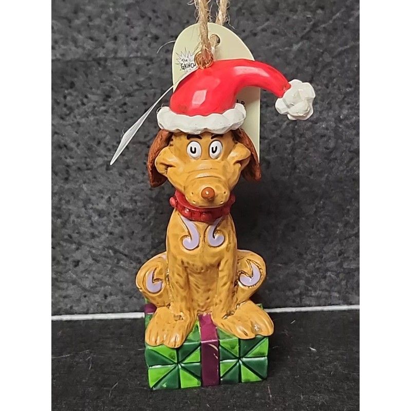 Jim Shore Dr Seuss Max The Dog Wear Santa Hat