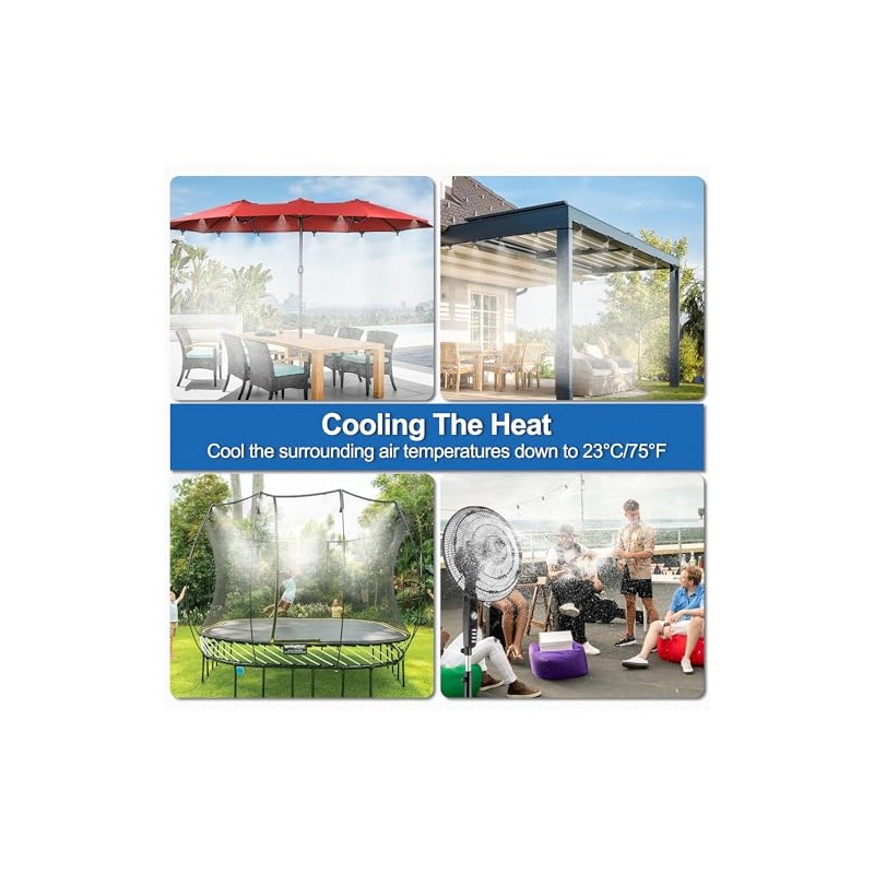 Outdoor Misting Cooling System - Backyard Mist Kit for Summer