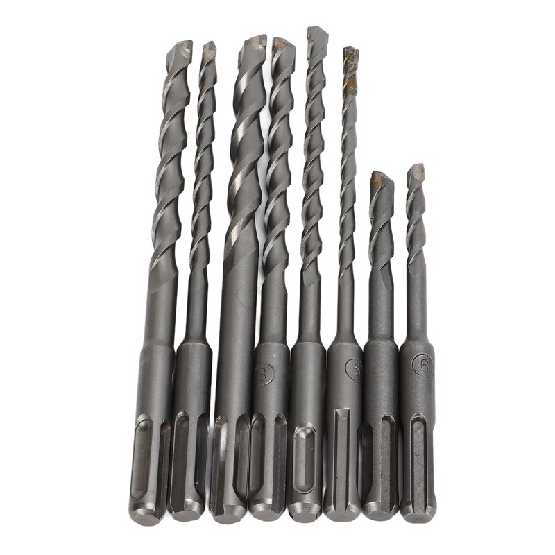 8Pcs Hammer Drill Bit Carbide Tip 2 Flute Drilling Tool