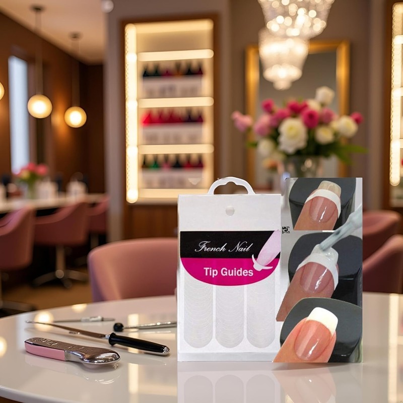 White Nail Art Sticker Set, 240 Pieces French Manicure Edge