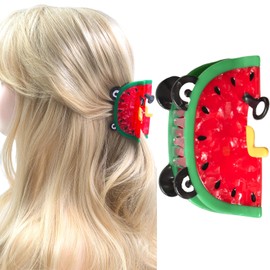 Fruit Car Shape Hair Clips 3.34" Hair Barrette Clips Cute Women Girls Hair Accessories, Watermelon Car