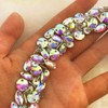 25x36cm Sew on AB Sequin Rhinestones V-Shaped Collar Crystal Appliques