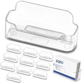 SENENQU Pack of 12 Acrylic Business Card Holders for Office, Business Card Stand Made of Transparent Plastic for Exhibition, Home and Office, Space for 40-50 Business Cards