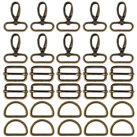 witgift 60 Swivel Carabiner Hooks D Rings 25 mm Ring Buckle Bag Half Rings Belt Adjuster Backpack Buckle Tension Buckles for Bags Accessories for Sewing, Bronze, 25 mm, bronze