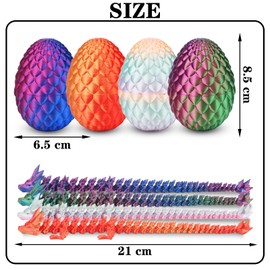 Abitoncc 4 Pack 3D Dragon Eggs with Dragon Inside Articulated Crystal Dragon for Home Office Decor Executive Desk Toys Mythical 3D Printed Dragon for Adults Kids Easter Egg Hunt Activities