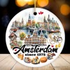 Artistic Amsterdam Landmarks and Heritage Christmas Ornament, Cultural Netherlands Gift