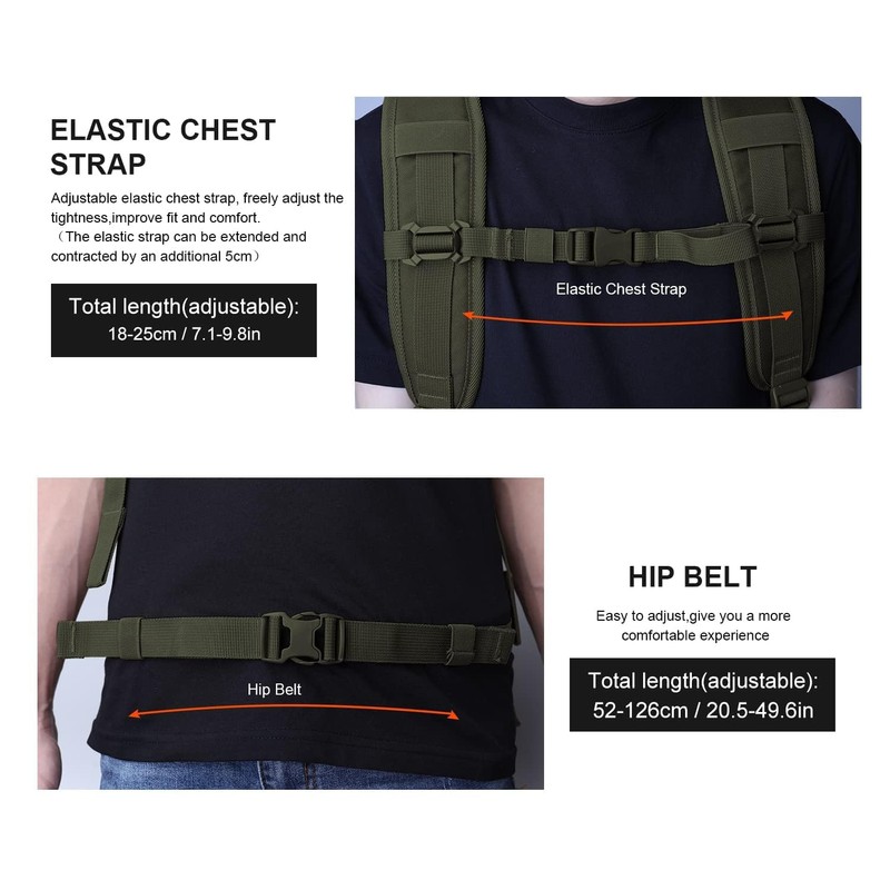 Mardingtop - Mochilas tácticas Molle de 25 litros para senderismo,