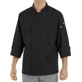 Chef Designs mens Eight Pearl Button chef Coat Button Down Shirt, Black, 3X-Large US