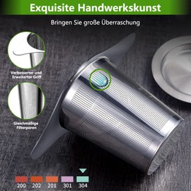 Tea Infuser, Tea Strainer for Loose Tea, DEATPOYE 2 Pack Tea Filter Strainer with Lid and Double Handles 304 Stainless Steel Tea Accessories Tea Infuser for Cup Pot Teapot Pots Glasses