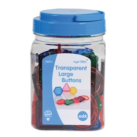 Edx Education Transparent Large Buttons - Mini Jar Set of 60 - Light Box Accessory - Sensory and Fine Motor Skill Development - Math Manipulative - For Ages 18M+