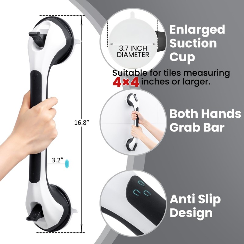 TAILI Shower Grab Bar 2 Pack Suction Grab Bars for