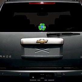 Recycle Logo Around The Earth Shaped Sticker (Green Decal Clean Planet Day)