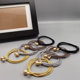 UaiUya 8pcs Golden Bead Hair Tie Bracelets Hair Elastic Bands Ponytail Holder for Women for Thick or Thin Hair