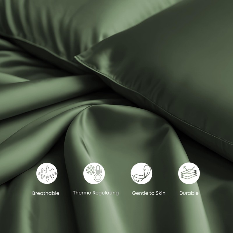 LINENWALAS Double Flat Sheet, 100% Bamboo Bedding Silk Sheet, Cool