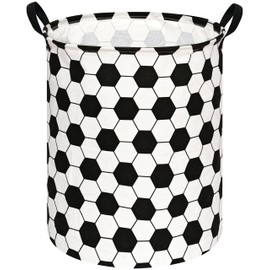 ACMUUNI 19.7" Round Kids Laundry Gift Basket Storage Laundry Hamper Baby Toys Nursery Bin with Handles,Storage Basket for Kids Room Bedroom Decor (Football)