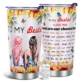 Youdaju Best Friend Gift for Women Friend Birthday Gifts Christmas Gifts for Friends Friendship Gifts for Women Stainless Steel Insulated Wine Tumbler with Keyring for Soul Sister Employee Friends